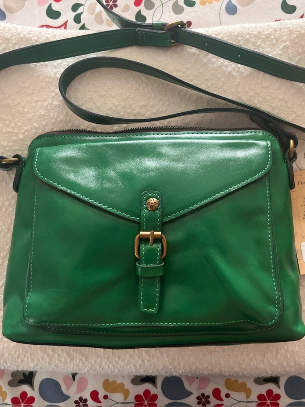 NWT Patricia Nash Green Leather Avellino Crossbody Organizer